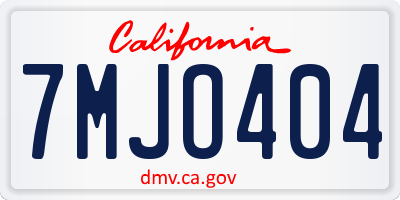 CA license plate 7MJO404