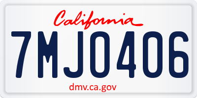 CA license plate 7MJO406