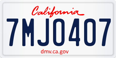 CA license plate 7MJO407