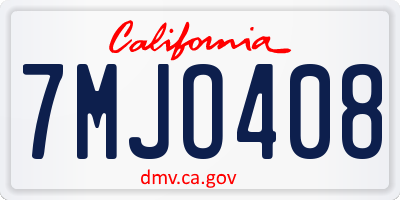 CA license plate 7MJO408