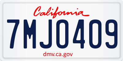 CA license plate 7MJO409