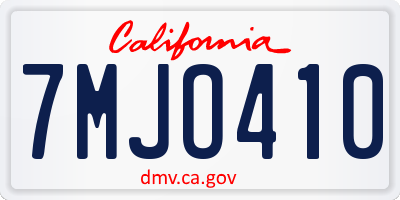 CA license plate 7MJO410