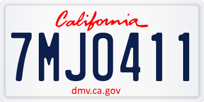 CA license plate 7MJO411