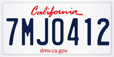 CA license plate 7MJO412