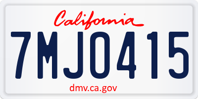 CA license plate 7MJO415