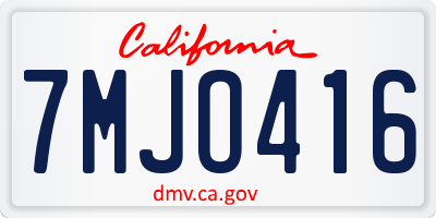 CA license plate 7MJO416