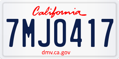 CA license plate 7MJO417