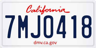 CA license plate 7MJO418