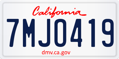 CA license plate 7MJO419