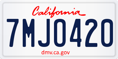 CA license plate 7MJO420