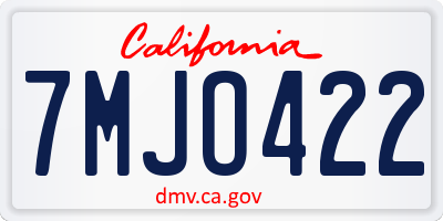 CA license plate 7MJO422