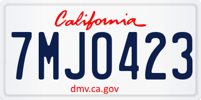 CA license plate 7MJO423