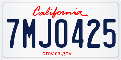 CA license plate 7MJO425