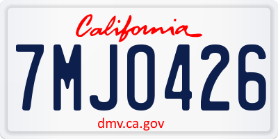 CA license plate 7MJO426