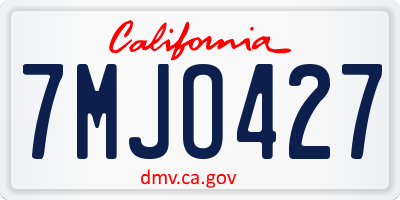 CA license plate 7MJO427