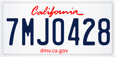 CA license plate 7MJO428