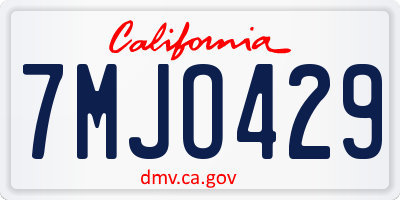 CA license plate 7MJO429