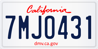 CA license plate 7MJO431