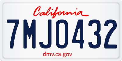 CA license plate 7MJO432