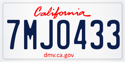 CA license plate 7MJO433