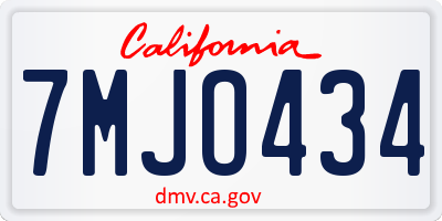 CA license plate 7MJO434