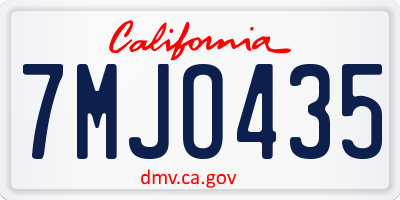 CA license plate 7MJO435