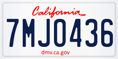 CA license plate 7MJO436