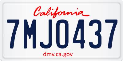 CA license plate 7MJO437