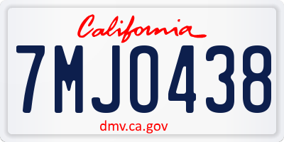 CA license plate 7MJO438