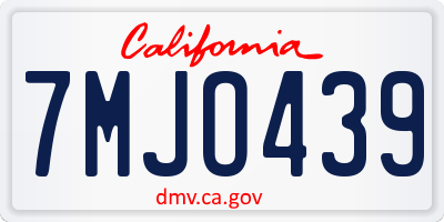 CA license plate 7MJO439