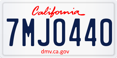 CA license plate 7MJO440