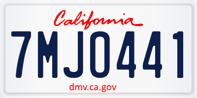 CA license plate 7MJO441