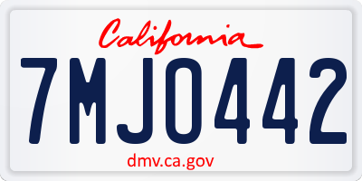 CA license plate 7MJO442