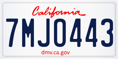 CA license plate 7MJO443