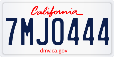 CA license plate 7MJO444