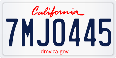 CA license plate 7MJO445