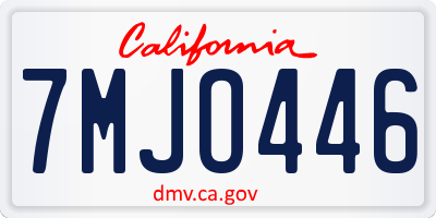 CA license plate 7MJO446