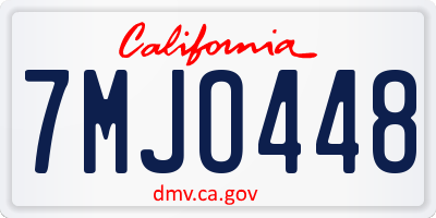 CA license plate 7MJO448