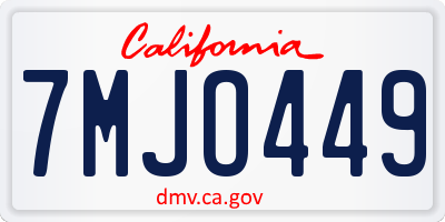 CA license plate 7MJO449