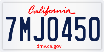 CA license plate 7MJO450