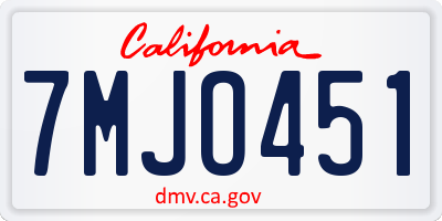 CA license plate 7MJO451