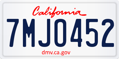 CA license plate 7MJO452