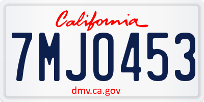 CA license plate 7MJO453