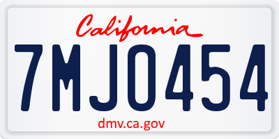 CA license plate 7MJO454