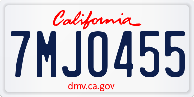 CA license plate 7MJO455