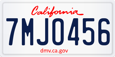 CA license plate 7MJO456