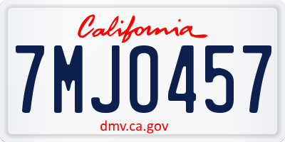 CA license plate 7MJO457