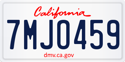 CA license plate 7MJO459