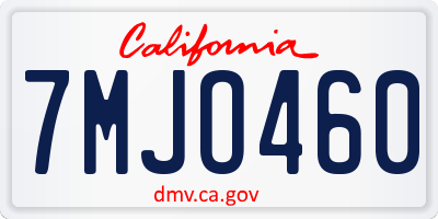 CA license plate 7MJO460