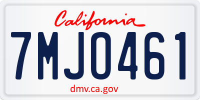 CA license plate 7MJO461